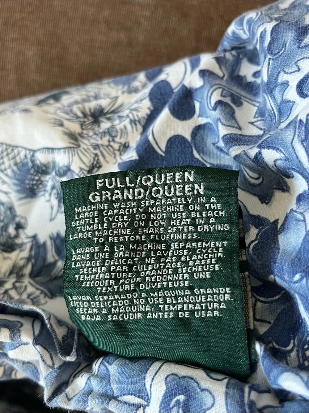 Ralph Lauren Tamarind Bird Porcelain Blue White Full/Queen Quilted Comforter